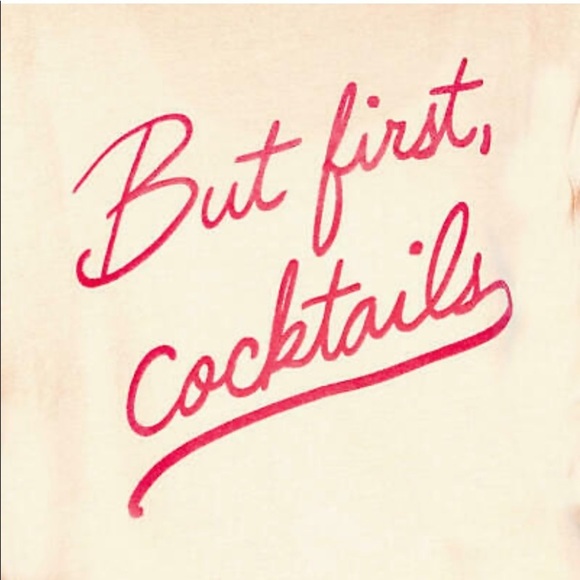 Wildfox Statement Sweatshirt “But First Cocktails" Pink Salt Hudson Thermal XS - Picture 6 of 8